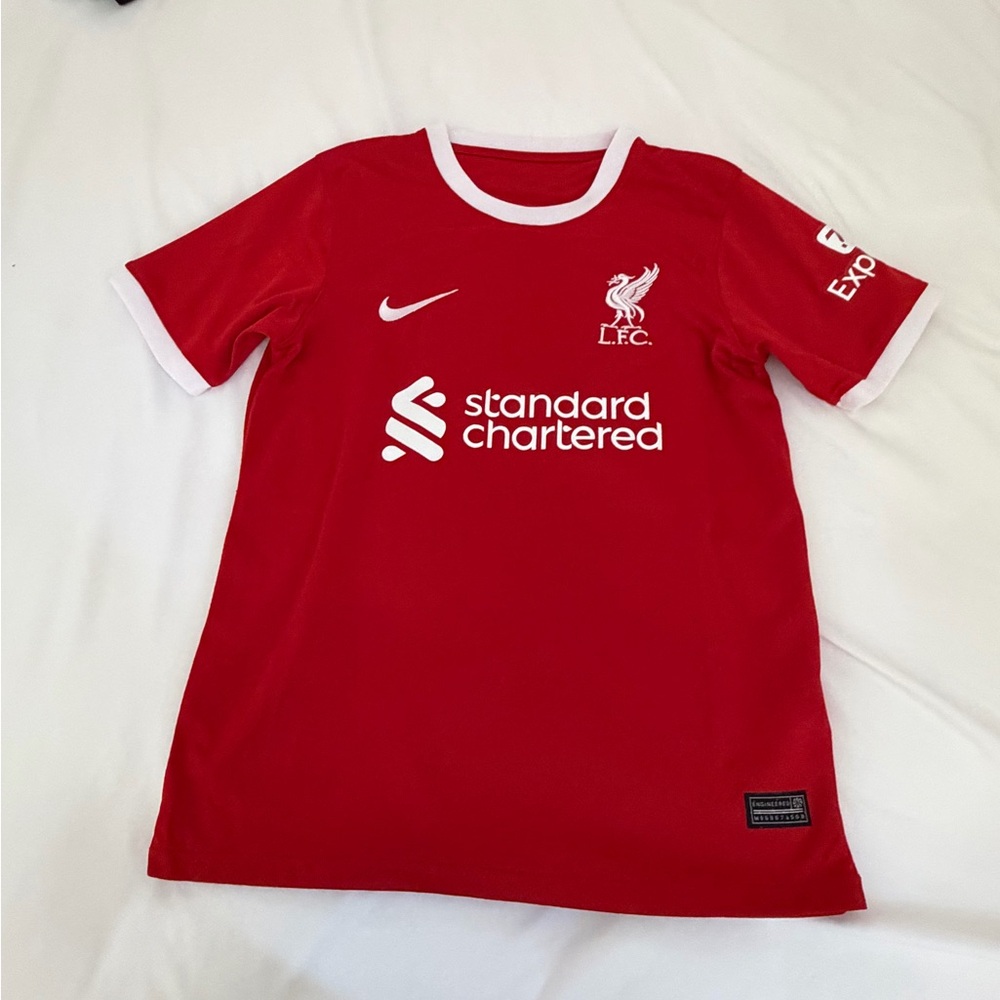 Nike Red Short Sleeve Soccer Jersey with White Trim Liverpool